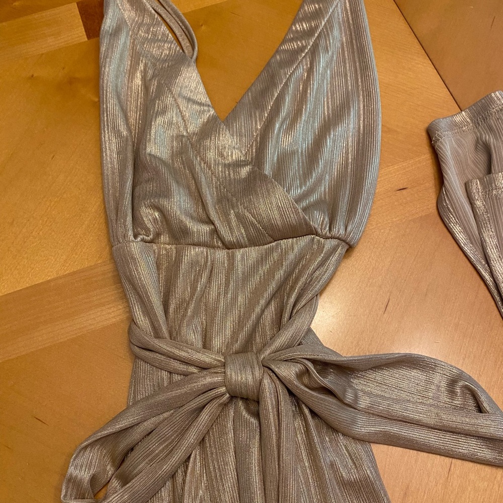 Gold pant romper size small